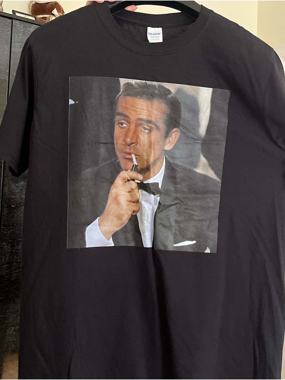 Gildan Sean Connery as James Bond Black Cotton T-Shirt